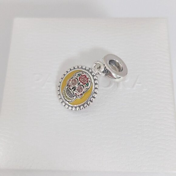 Pandora Mexico Day of the Dead Colorful Skull Dangle Charm S925 Silver with box - Picture 6 of 9
